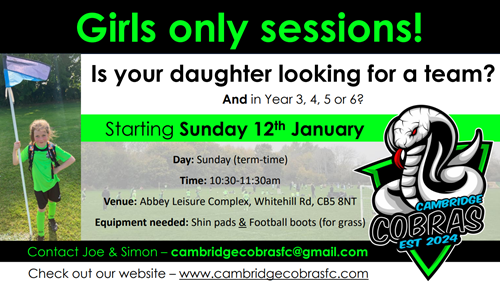 Cambridge Cobras Girls Session