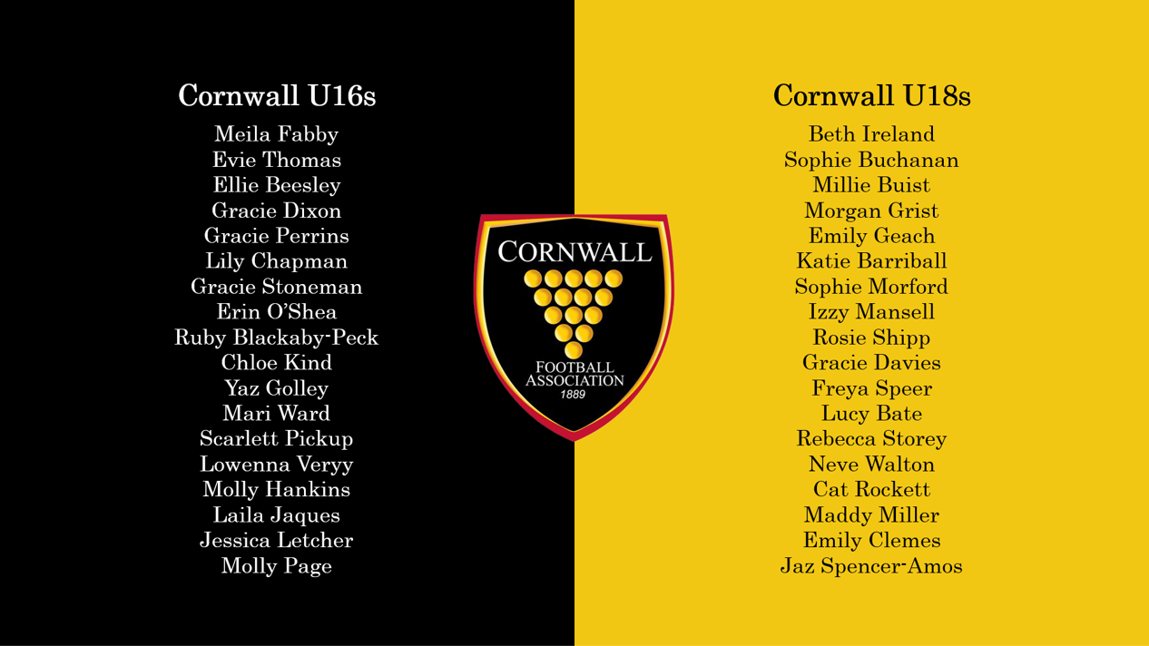 Cornwall girls representative squads announced - Cornwall FA