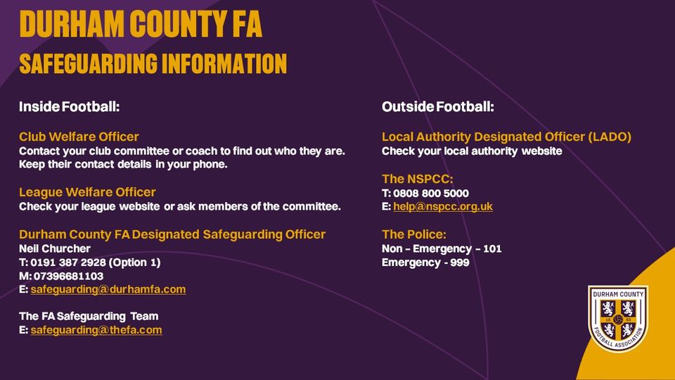 Durham FA Safeguarding Contacts