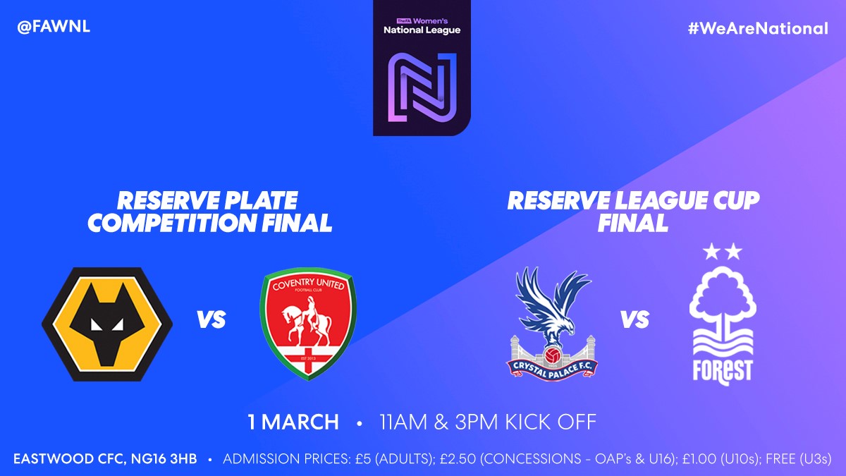 FA WNL RESERVE CUP AND PLATE COMPETITION FINALS 2019-20 - Nottinghamshire FA