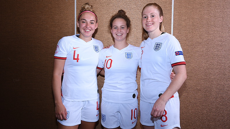 England WU19s' Emily Syme, Aimee Palmer, Emily Ramsey And Olivia Smith ...