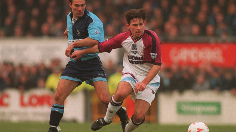 Wimborne Town boss Matty Holmes, during his playing days with West Ham United in 1994