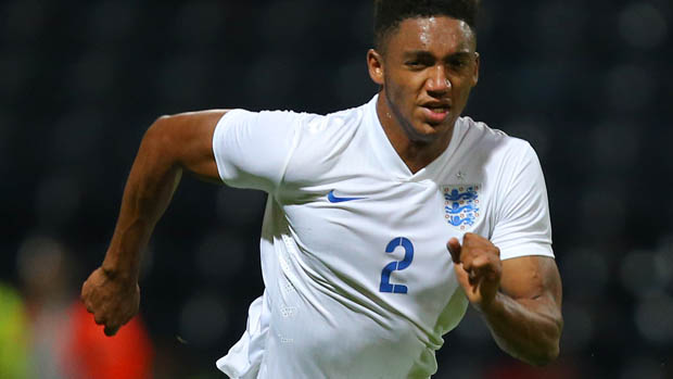 Joe Gomez in action for England Under-21s