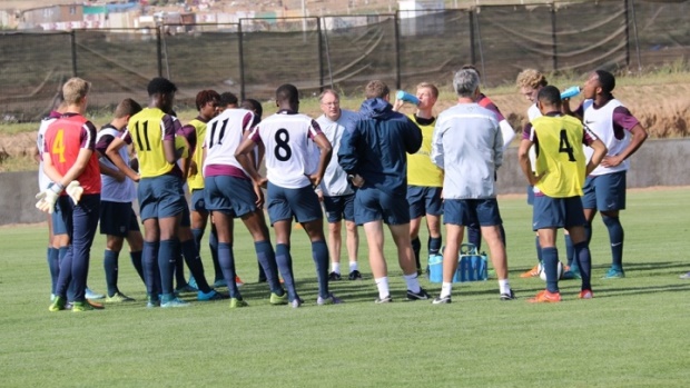 The England squad at training in Chile