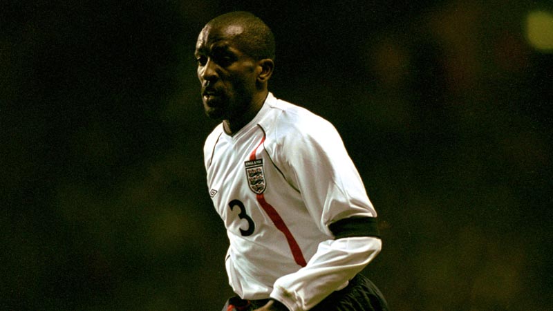 Chris Powell playing for England against Spain in 2001